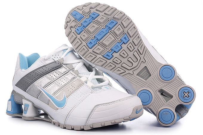 Womens Nike Shox Nz Shoes White Gray Skyblue - Click Image to Close